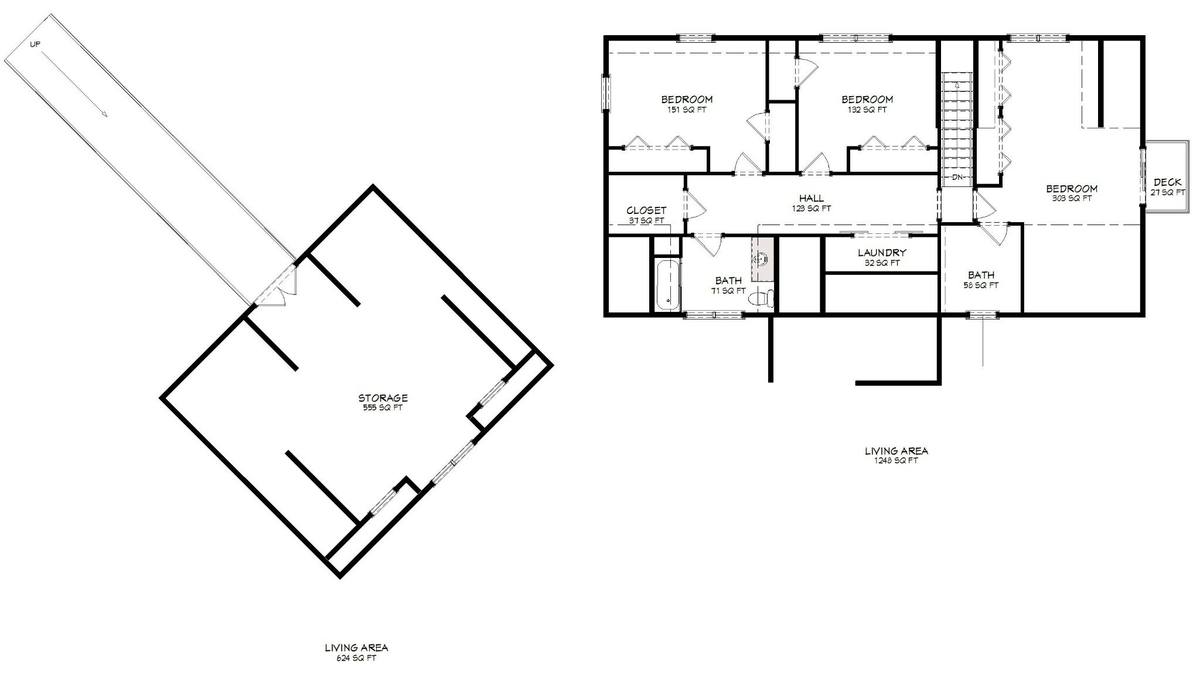 Proposed second floor plan with larger rear bedrooms, second-floor laundry, additional bathroom, and garage storage loft