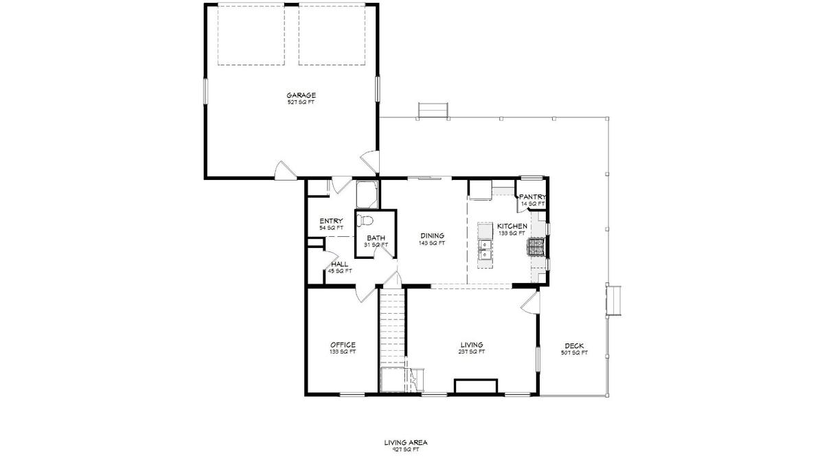 Existing first-floor plan before renovation and addition
