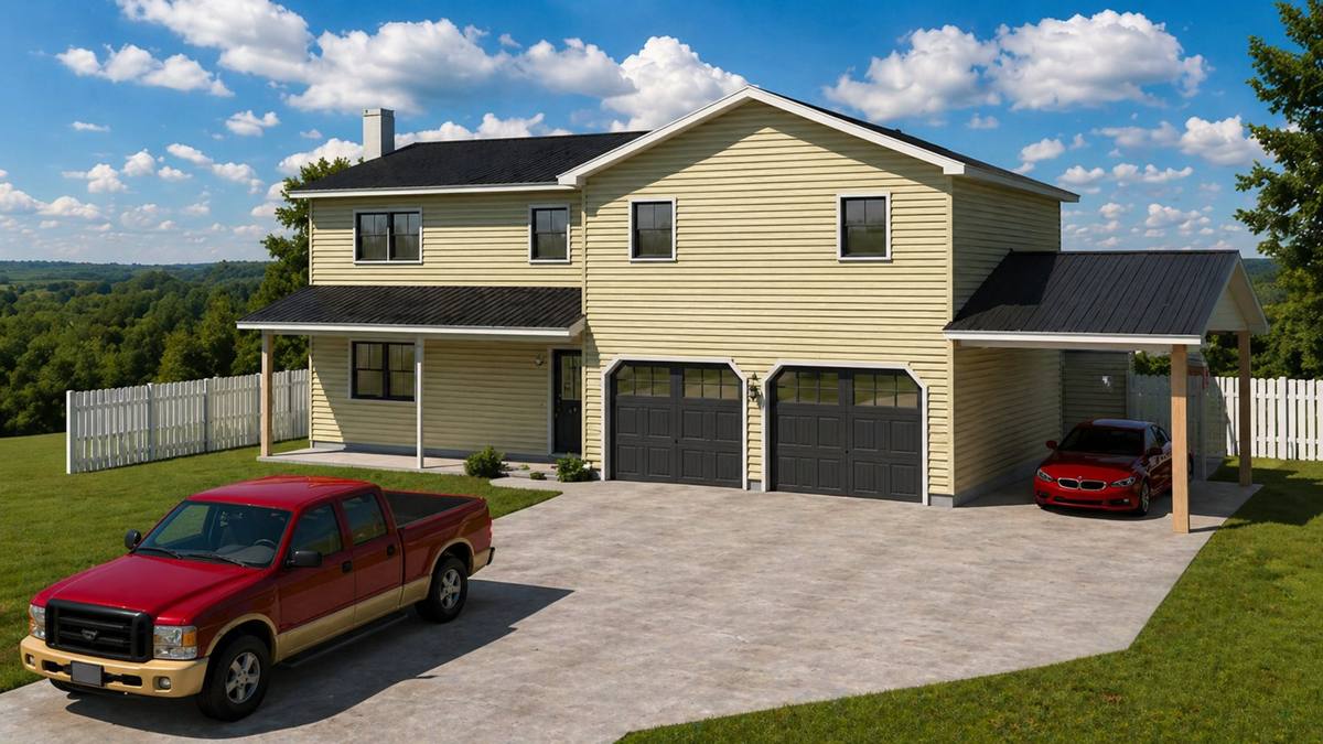 Rendered view of the proposed primary suite addition over the garage